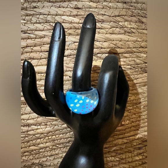 Jewelry - Colorful acrylic blue ring Polka Dot Ring